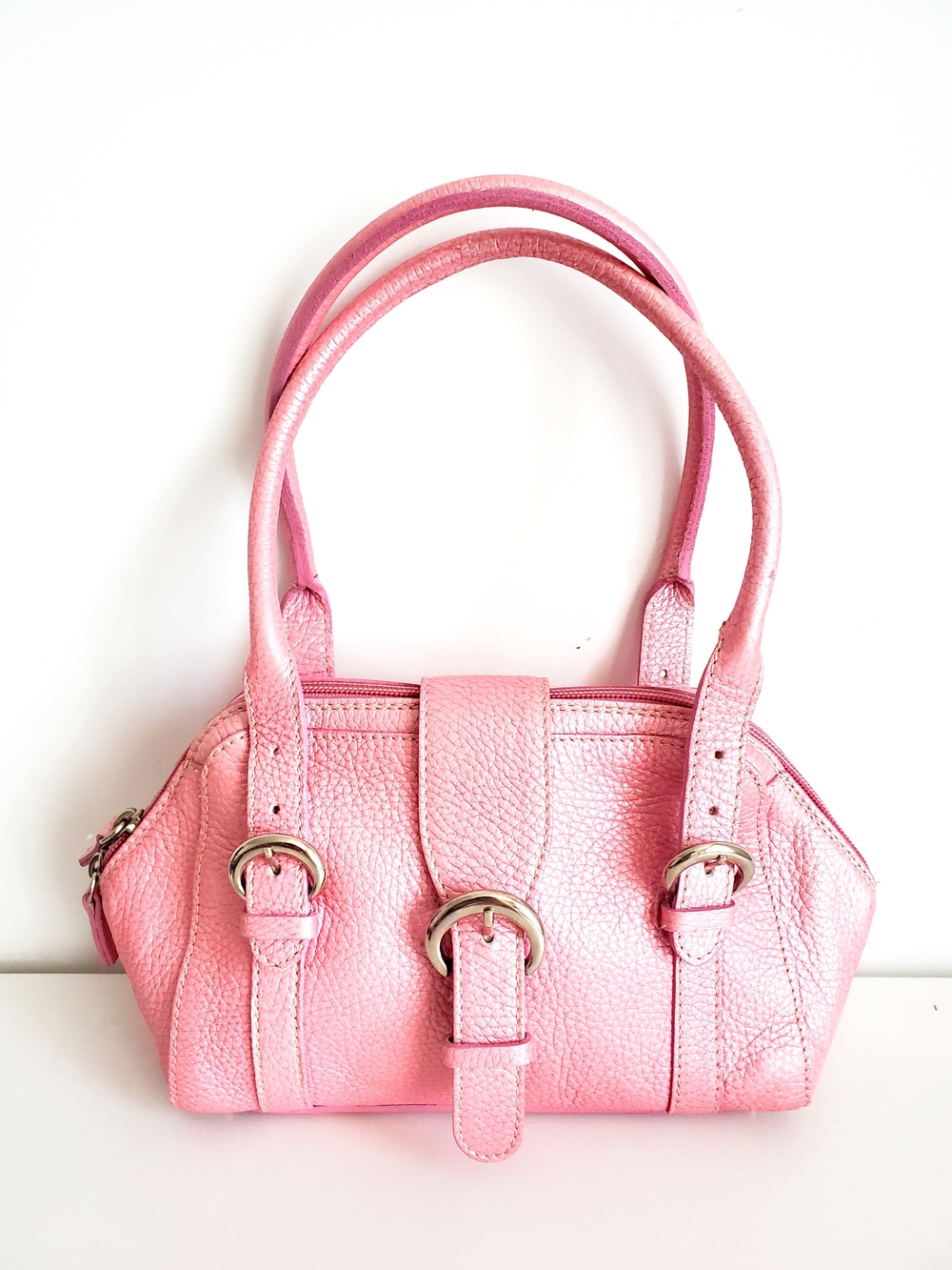 Pink Pebbled Leather Mini Satchel